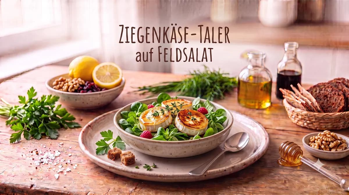 Ziegenkäse-Taler auf Feldsalat